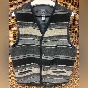 GAP Men's Black and Gray Striped‎ Vest, Blend, Size: Medium, Vintage